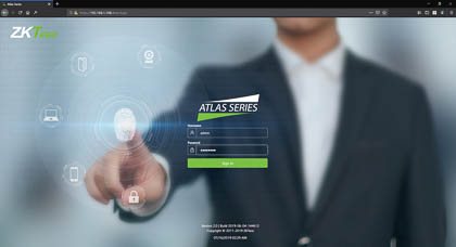 The ZKTeco Atlas Series comes with a built-in web interface. This is the login screen.