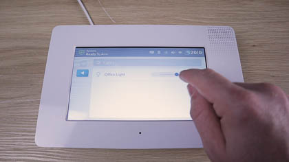 The GC3e alarm panel utilizing Z-Wave Plus to turn a light on