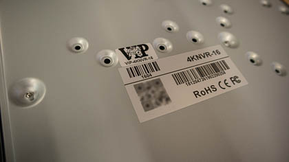 An example of a model number sticker on the bottom of the NVR
