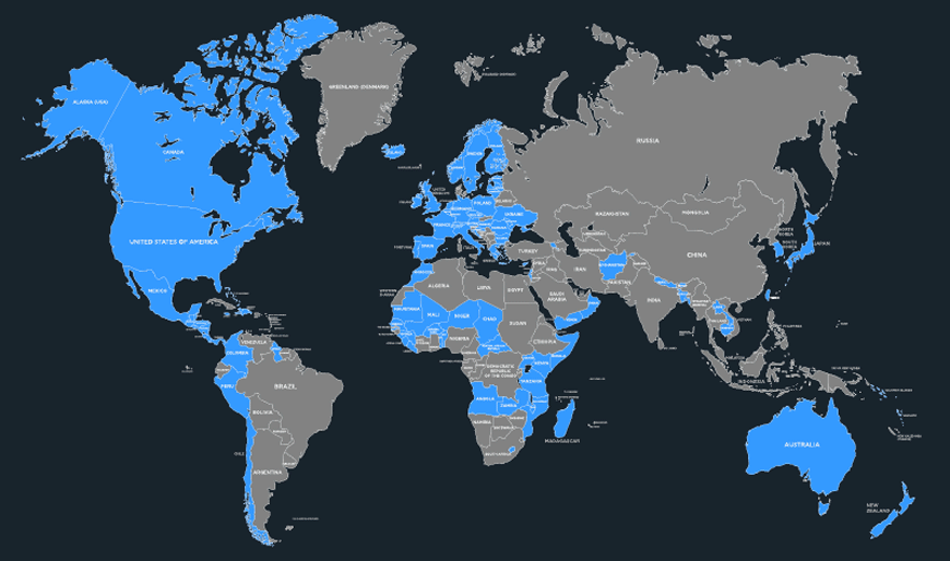 This map shows all TAA-compliant countries.