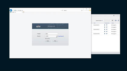 Logging into a Uniview IP security camera web interface.